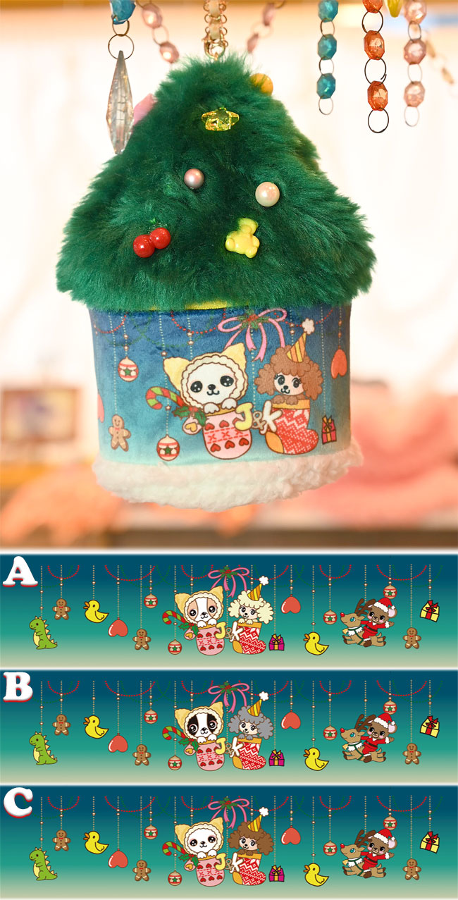マルチポーチ大きめパネル生地　クリスマスヨーキー　にくきゅうチャーム ☆クリスマス ツリー ポーチ☆ – J&Kanimals